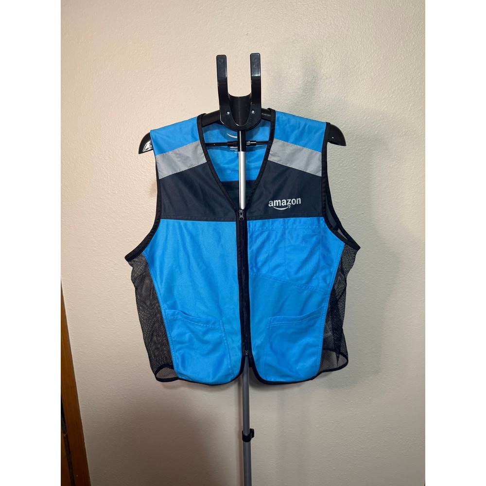 Lot of 3 Amazon Delivery Driver Vests Luly Yang Blue Reflective Uniform M/L